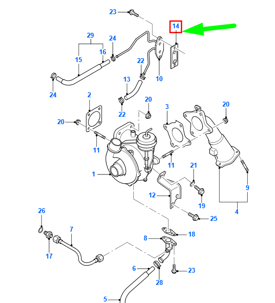 new ford ranger mk3 turbo pipe gasket 6m34-8255-aa 1449151 original
