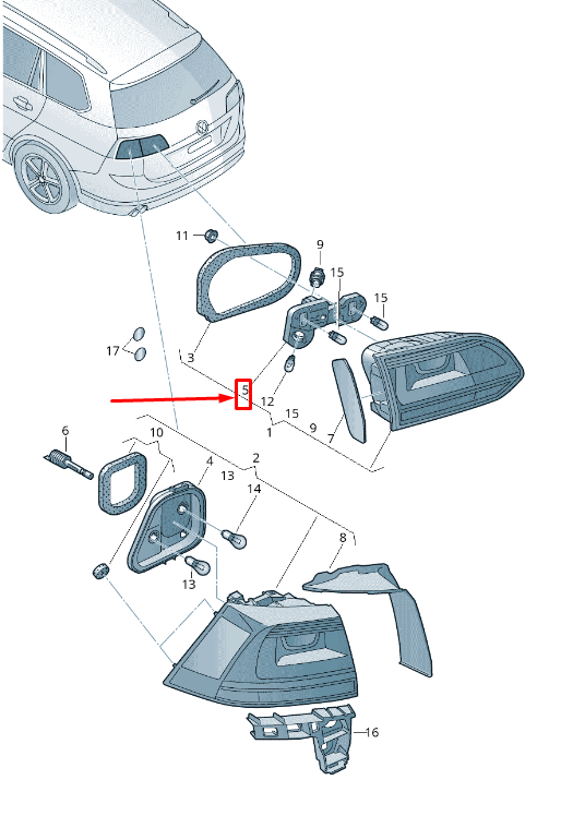 NEW VW GOLF VII VARIANT BA MK7 REAR RIGHT INNER BULB CARRIER 5G9945260 ORIGINAL