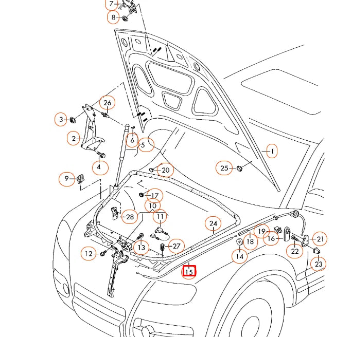 NEW VW TOUAREG 7LA FRONT BONNET HOOD RELEASE CABLE 7L6823531B