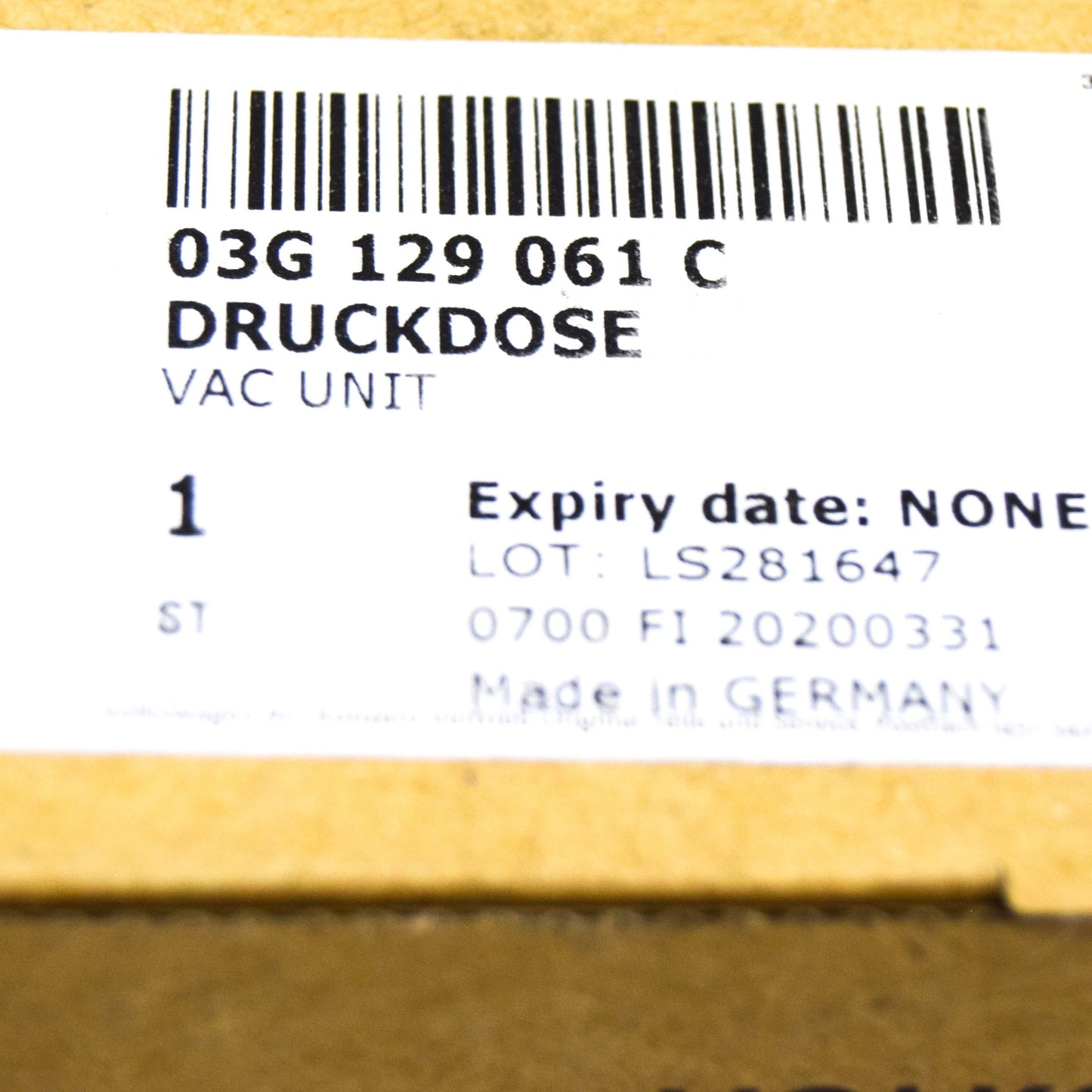 NEW VOLKSWAGEN GOLF MK5 TURBOCHARGER VACUUM BOOST VALVE 03G129061C 2.0D ORIGINAL