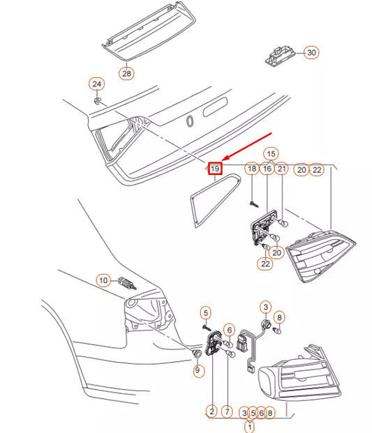 NEW AUDI A4 B8 REAR RIGHT INNER TAIL LIGHT SEAL 8K5945192B ORIGINAL