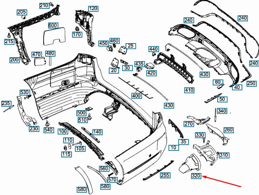 NEW MERCEDES-BENZ E W213 LEFT TAIL PIPE COVER A2134901502 ORIGINAL