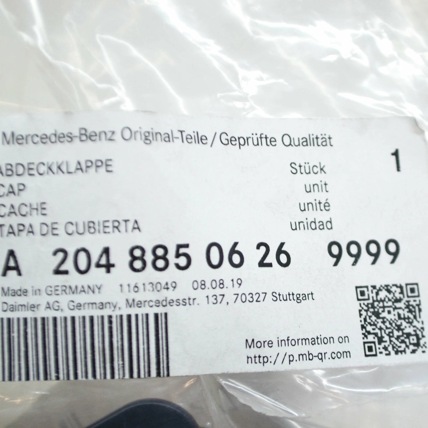 NEW MERCEDES-BENZ C W204 FRONT BUMPER TOW EYE COVER AMG A20488506269999 ORIGINAL