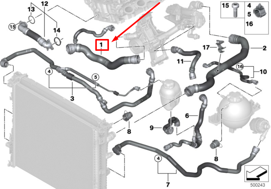new bmw x4 g02 lower radiator coolant hose 17128670667 8670667 original