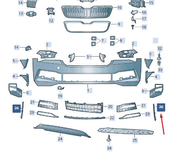 NEW SKODA SUPERB MK3 FRONT BUMPER LEFT TRIM INSERT 3V0807833A2ZZ ORIGINAL
