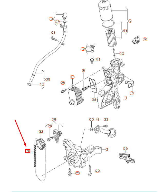NEW AUDI A1 8X OIL PUMP DRIVE CHAIN 06K115225C ORIGINAL