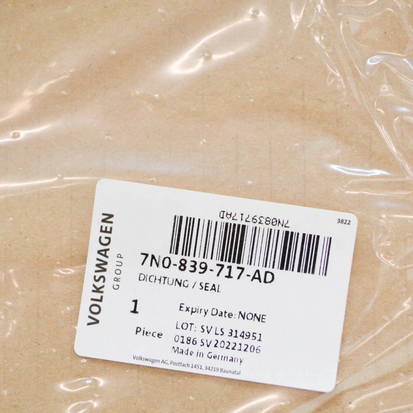 NEW VW SHARAN 7N LEFT SLIDING DOOR SEAL WITH SENSOR 7N0839717AD ORIGINAL