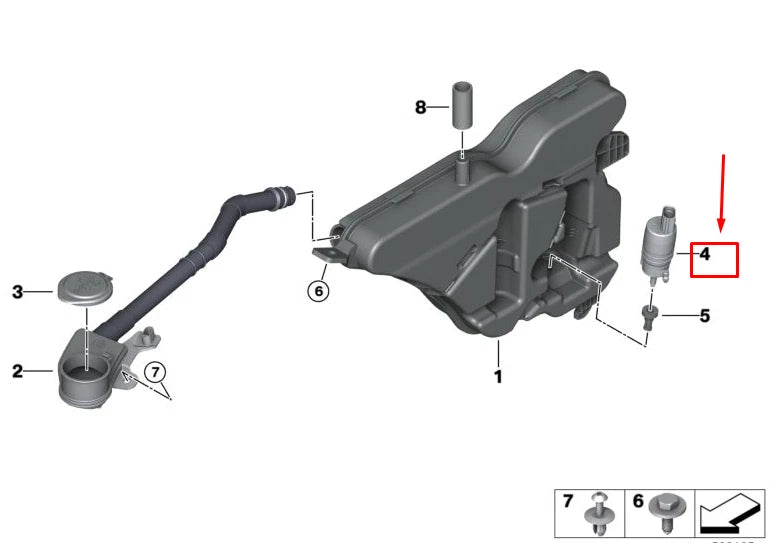 NEW BMW 3 G20 WINDSHIELD WASHER PUMP 67127298309 ORIGINAL