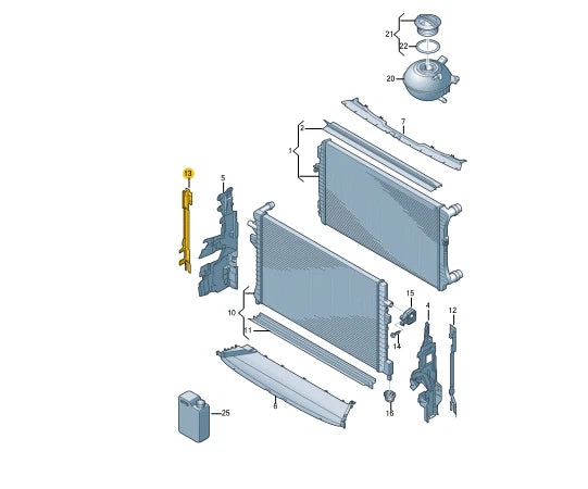NEW VW TIGUAN AD RIGHT RADIATOR RUBBER SEALING STRIP 5NN121332A ORIGINAL