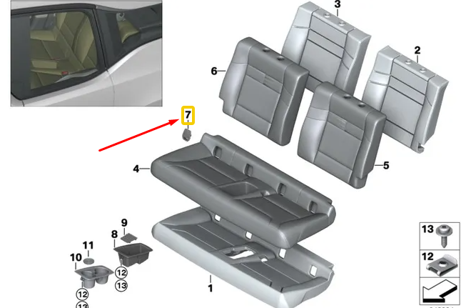 new bmw i3 i01 rear seat isofix cover 52207360005 7360005 original