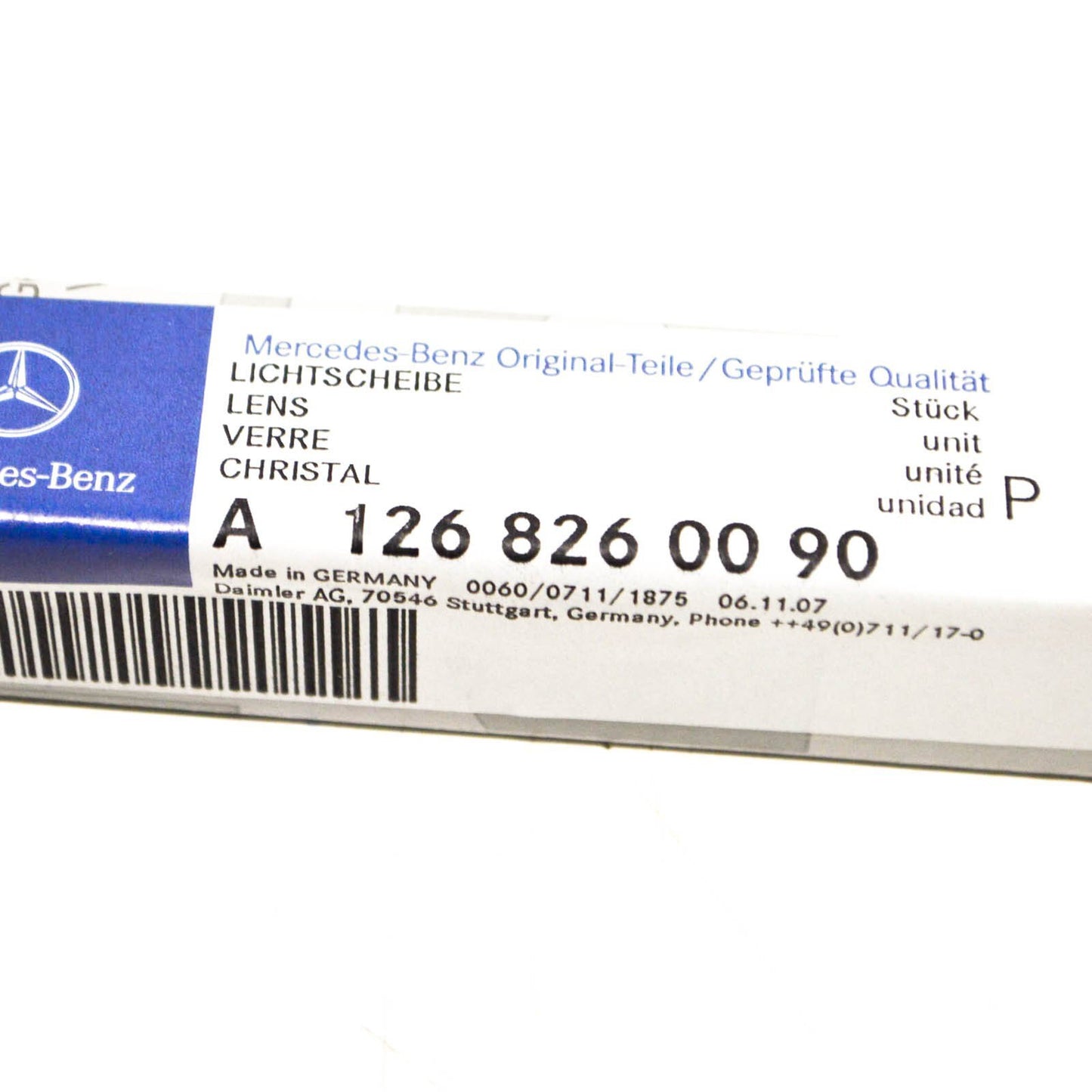 NEW MERCEDES BENZ S-CLASS W126 REAR NUMBER PLATE LIGHT LENS A1268260090 ORIGINAL