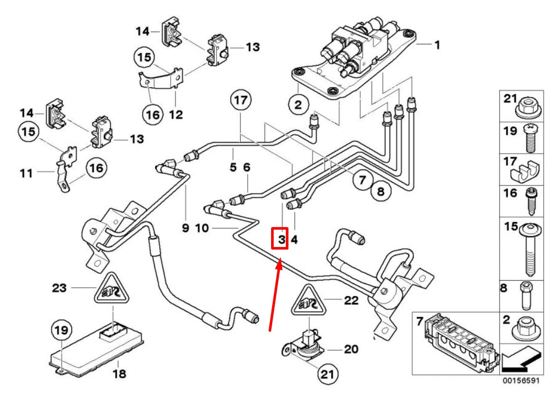 NEW BMW X6 E71, E72 DYNAMIC DRIVE PRESSURE LINE 37136772447 6772447 ORIGINAL