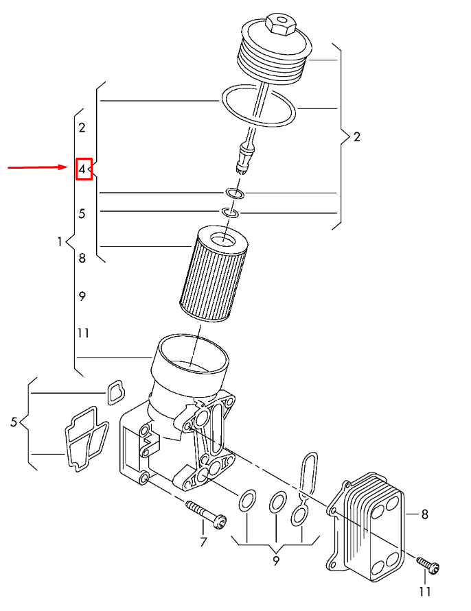 NEW AUDI Q5 8R OIL FILTER WITH GASKET 03L115562 ORIGINAL