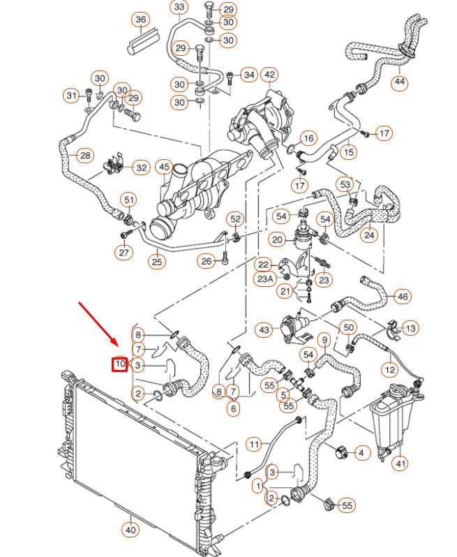 NEW AUDI Q5 8R RADIATOR UPPER COOLANT HOSE 8R0121101T
