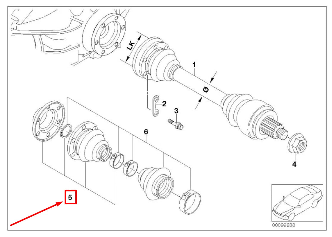 NEW BMW 3 CABRIO E46 CV BOOT KIT 33217510624 7510624 ORIGINAL