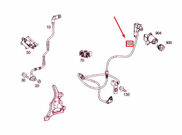 NEW MB C W204 FRONT RIGHT BRAKE WEAR INDICATOR CABLE A2044407910 ORIGINAL