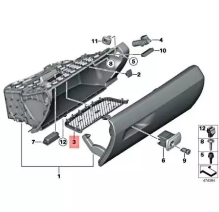 NEW BMW 3 F30 FRONT DASH GLOVE BOX COMPARTMENT STORAGE NET 51169248396 ORIGINAL