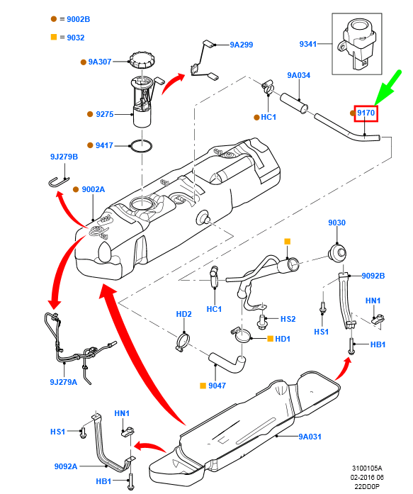 new ford transit mk3 fuel tank vent hose yc15-9a174-ab 4042242 original