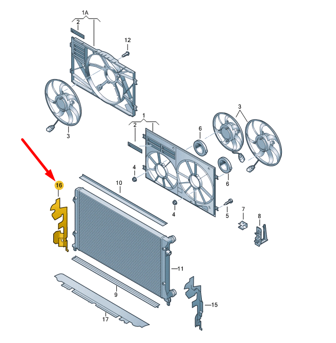 NEW VOLKSWAGEN PASSAT CC RADIATOR RIGHT AIR GUIDE 3C8121284B ORIGINAL