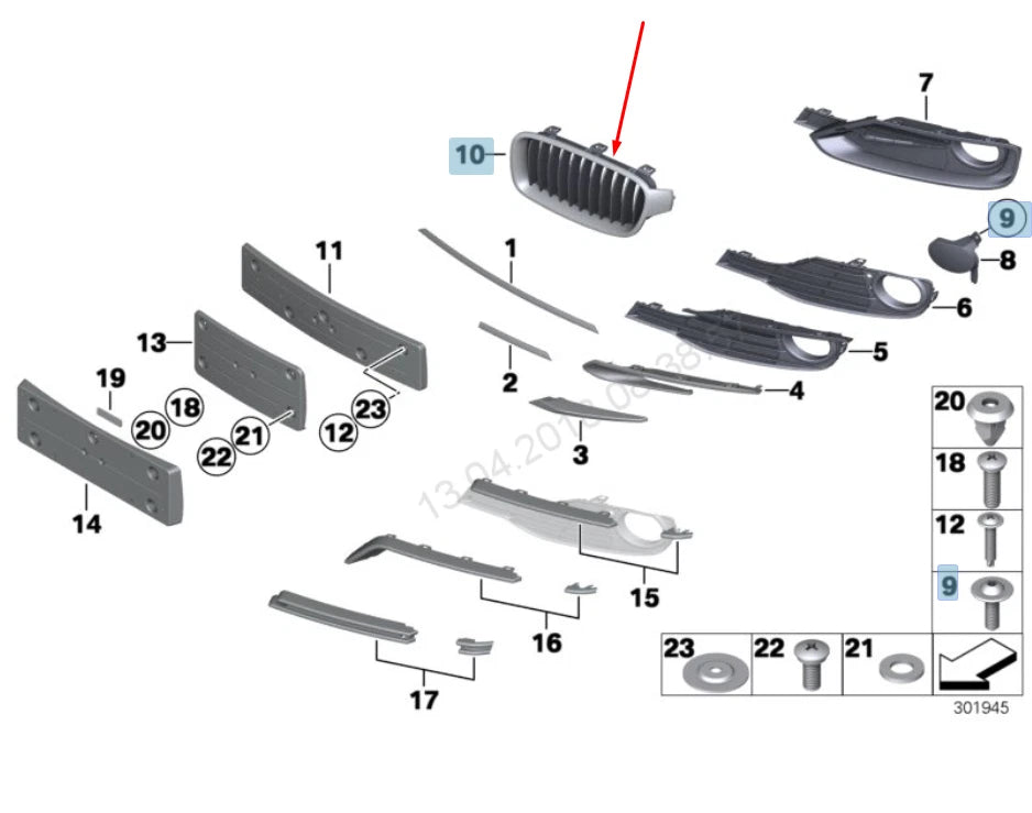 NEW BMW 3 F30 FRONT RADIATOR LEFT GRILLE LUXURY 51137263481 7263481 2014