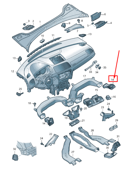 new audi q3 8u left dashboard air intake grille 8u2820901c6ps original
