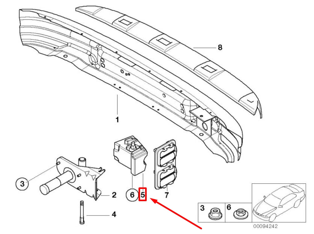 NEW BMW Z3 E36 REAR RIGHT BUMPER VIBRATION ABSORBER 51128399320 8399320 ORIGINAL