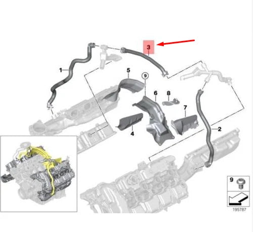 NEW BMW X5 M E70 CRANKCASE BREATHER HOSE 11157595188 ORIGINAL