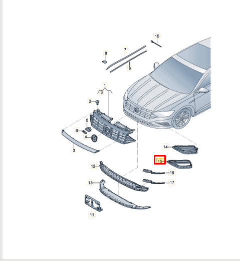 NEW VOLKSWAGEN JETTA MK7 FRONT BUMPER RIGHT GRILLE 17A853666D9B9 ORIGINAL
