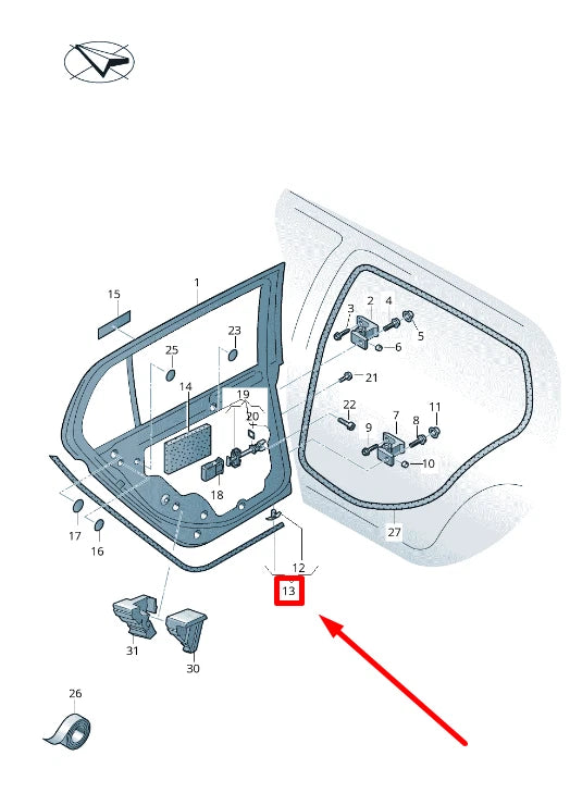 NEW VW GOLF VII BA5, BV5 REAR RIGHT DOOR SEALING RUBBER 5G6839700D