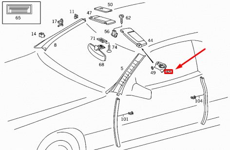NEW MERCEDES-BENZ SL R129 SUN VISOR RIGHT MOUNT CAP A12981106619045 ORIGINAL
