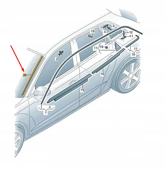 NEW AUDI A3 8V WINDSHIELD LEFT WATER DEFLECTOR TRIM STRIP 8V3854327C01C ORIGINAL