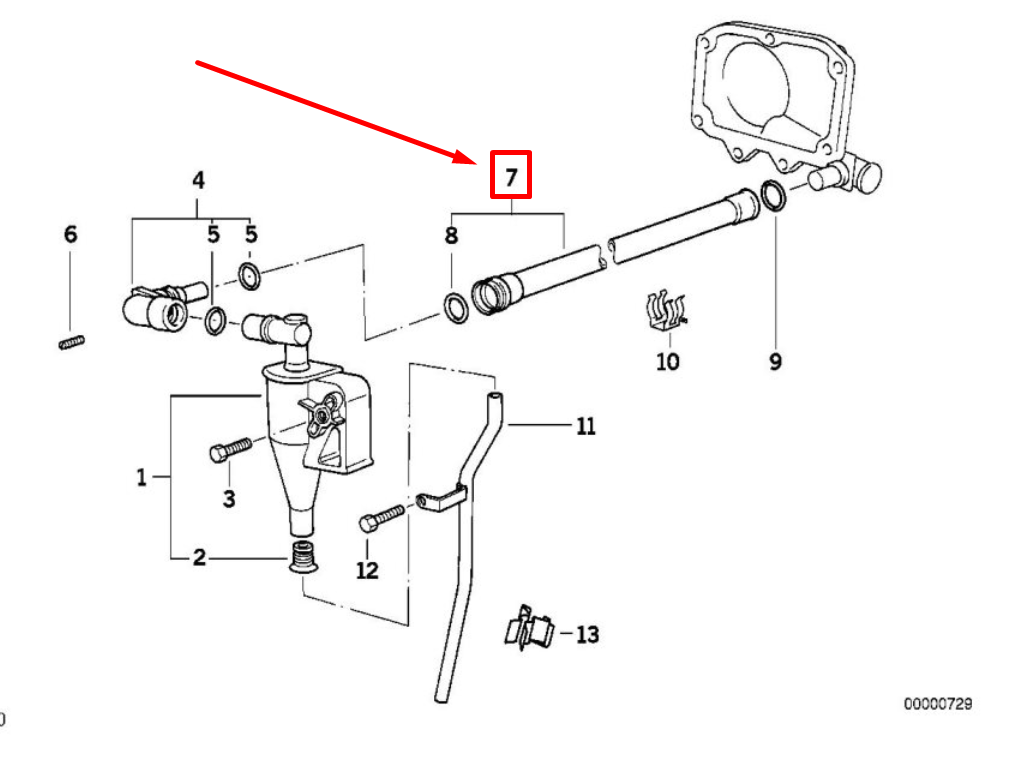 new bmw 5 e39 crankcase breather pipe 11151702012 1702012 original