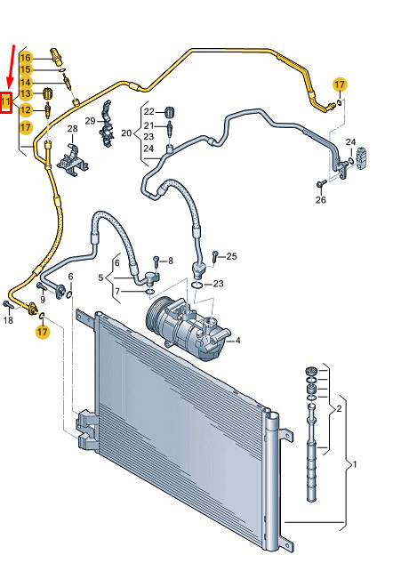 new vw polo aw mk6 a/c refrigerant line rhd 2q2820741b original