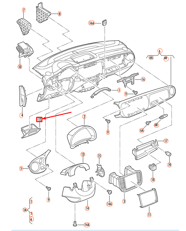 NEW VW BEETLE A5 INSTRUMENT PANEL STORAGE COMPARTMENT LHD 5C1857919A82V ORIGINAL