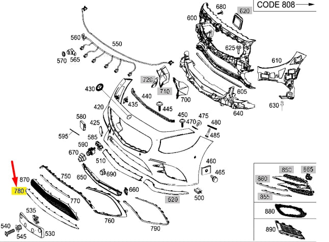 NEW MERCEDES-BENZ S C217 FRONT BUMPER CHROME TRIM STRIP A2178858700 ORIGINAL