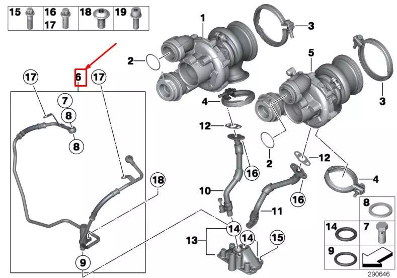 NEW BMW X5 F15 TURBOCHARGER OIL FEED LINE 11427634680 7634680 ORIGINAL