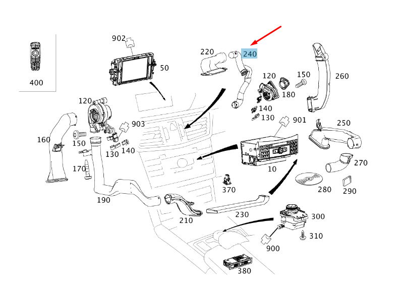 new mercedes-benz e w212 instrument panel air duct lhd a2188310500 original