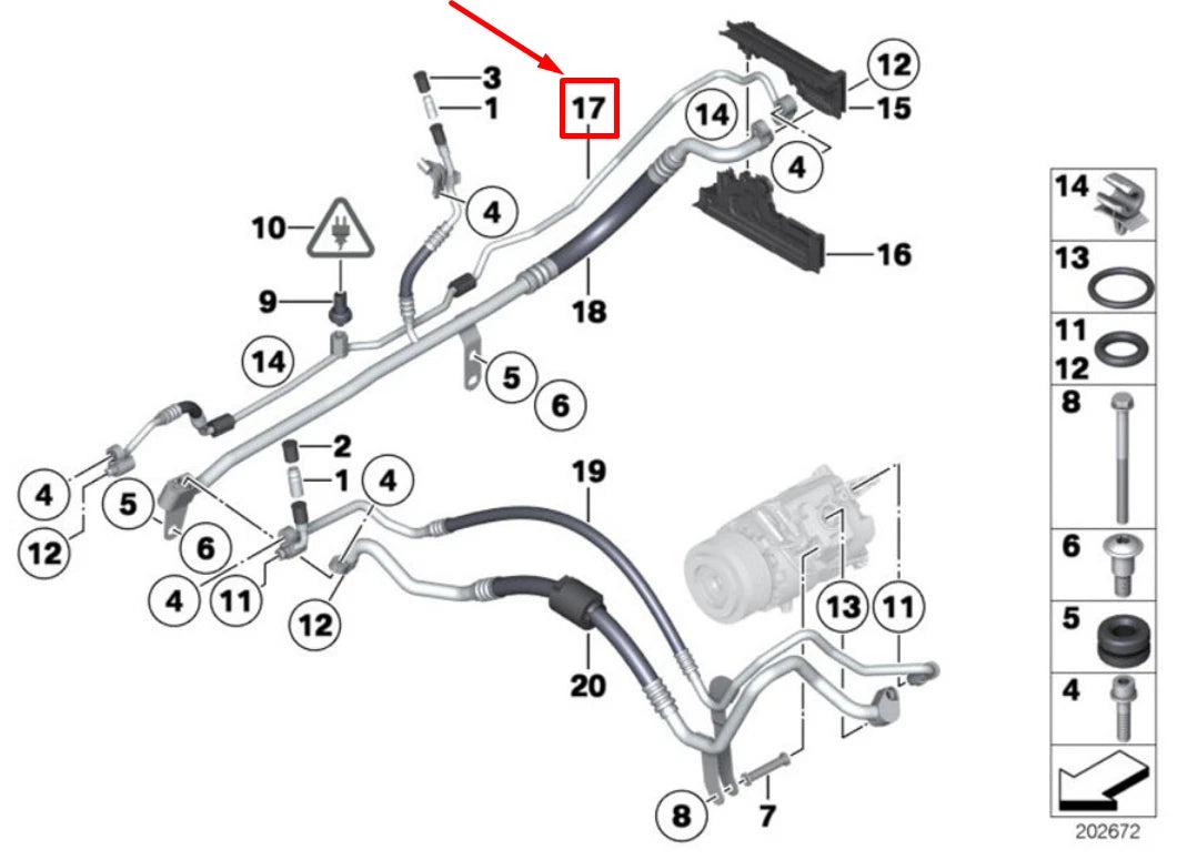 NEW BMW 5 F10 A/C HOSE 9120003 64539120003 ORIGINAL