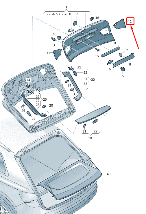 NEW AUDI Q3 F3 REAR RIGHT TAIL LIGHT ACCESS COVER 83F867658A4PK ORIGINAL
