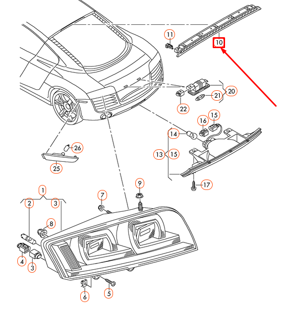 new audi r8 42 third 3rd brake stop light 427945097 original