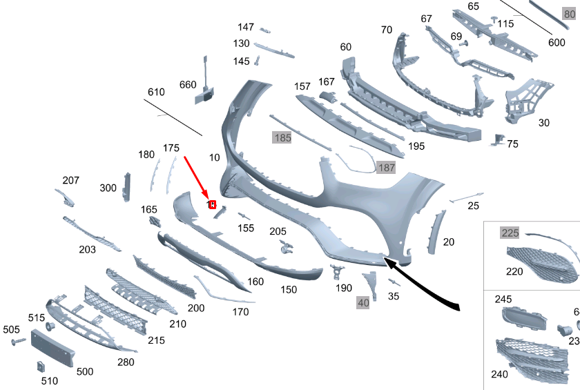 new mercedes-benz gle w167 front bumper tow eye cover a16788538029040 original