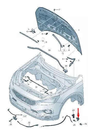 NEW VOLKSWAGEN TIGUAN AD FRONT BONNET HOOD HANDLE BRACKET RHD 518823633B