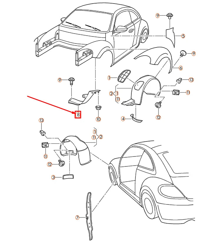 NEW VOLKSWAGEN BEETLE A5 FRONT FENDER LEFT MOUNTING BRACKET 5C5821135
