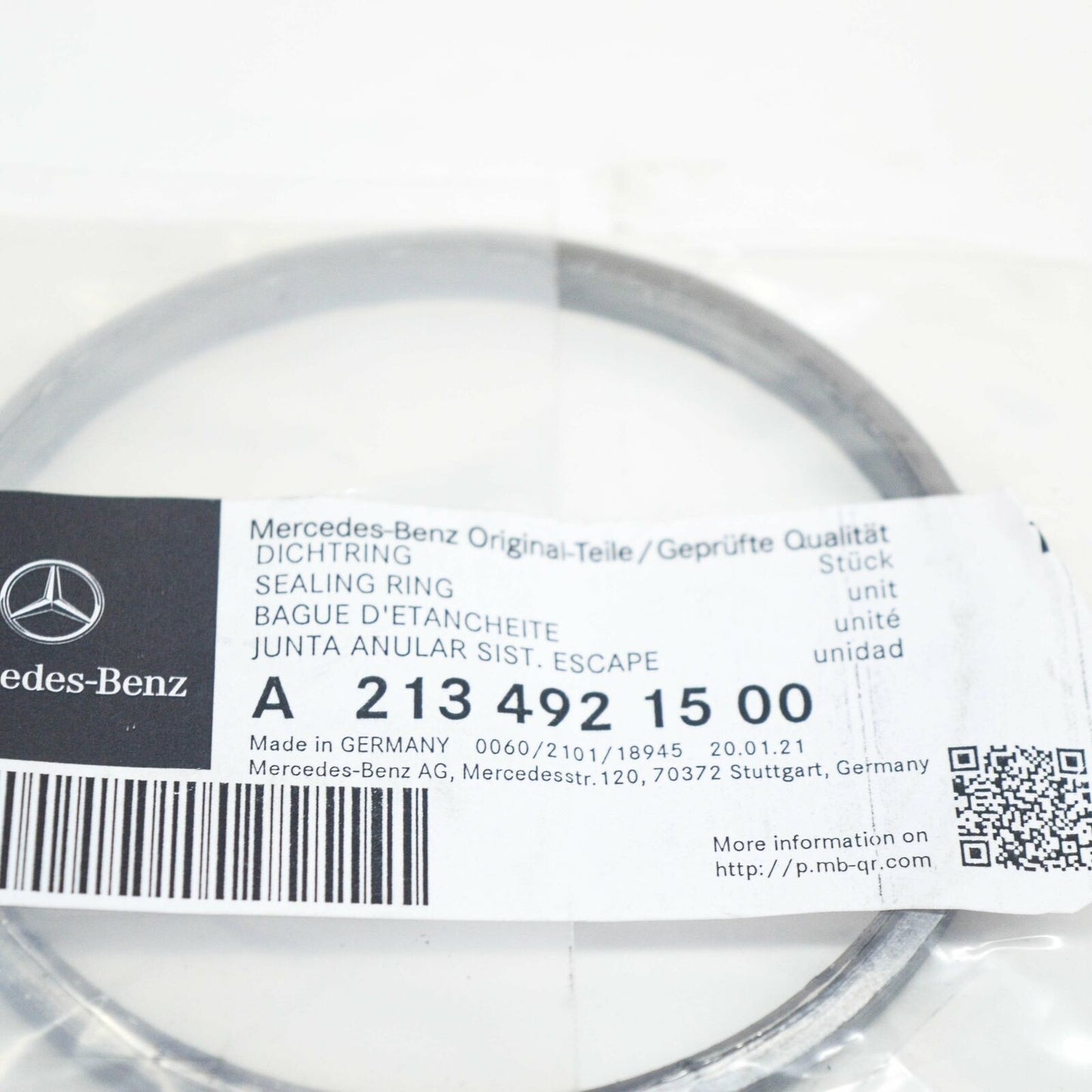 NEW MERCEDES-BENZ E W213 EXHAUST SYSTEM PIPE FIXING O-RING A2134921500 ORIGINAL
