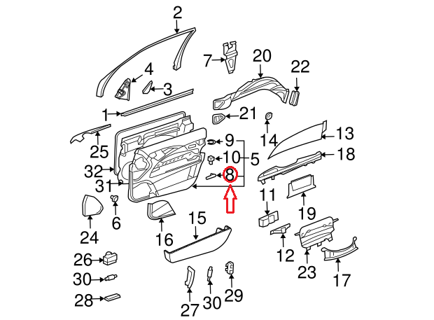 NEW MB E-CLASS W211 LEFT DOOR INNER CHROME HANDLE A21176601247F24 ORIGINAL