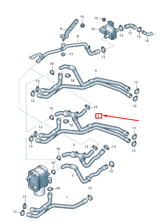 new vw sharan 7n engine coolant hose 7n0819374b original