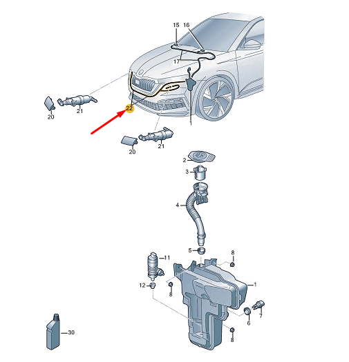 new skoda enyaq iv washer system rinsing hose 5la955970 original