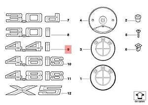 new bmw x5 e53 suv front wing 4.4i badge logo sign left 7008542 51147008542