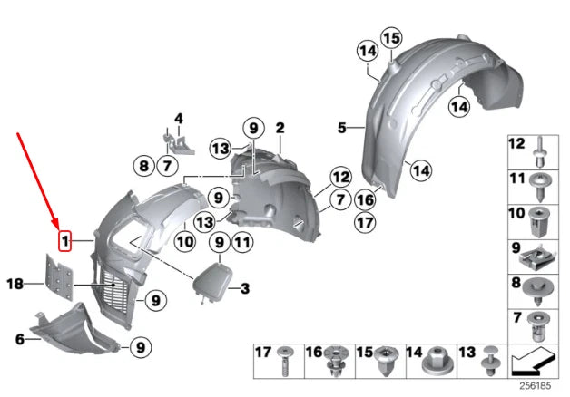 NEW BMW 6 COUPE F13 FRONT LEFT WHEEL ARCH COVER FRONT PART 51717224483 ORIGINAL