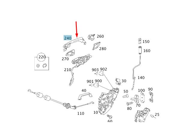 NEW MERCEDES-BENZ S W221 REAR LEFT DOOR OUTER HANDLE A22176009709999 ORIGINAL